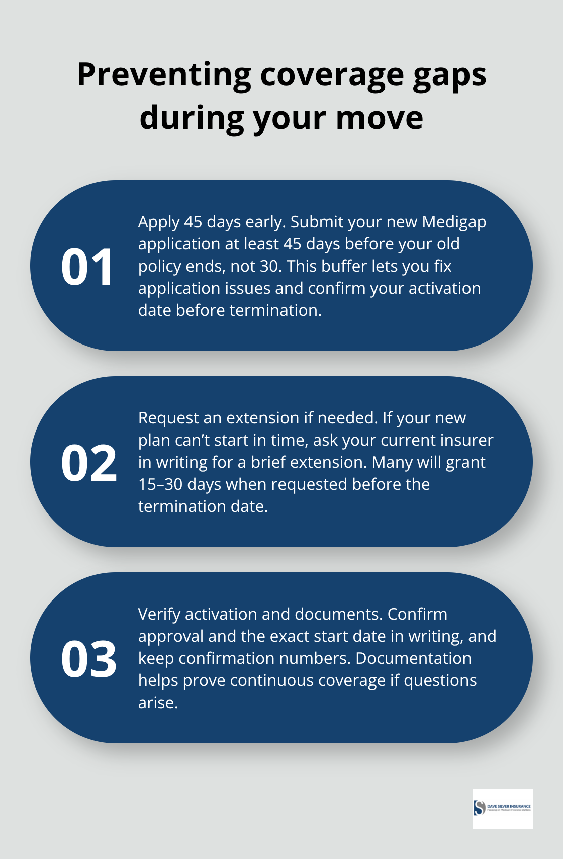 Three-step plan to keep Medigap protection active while relocating