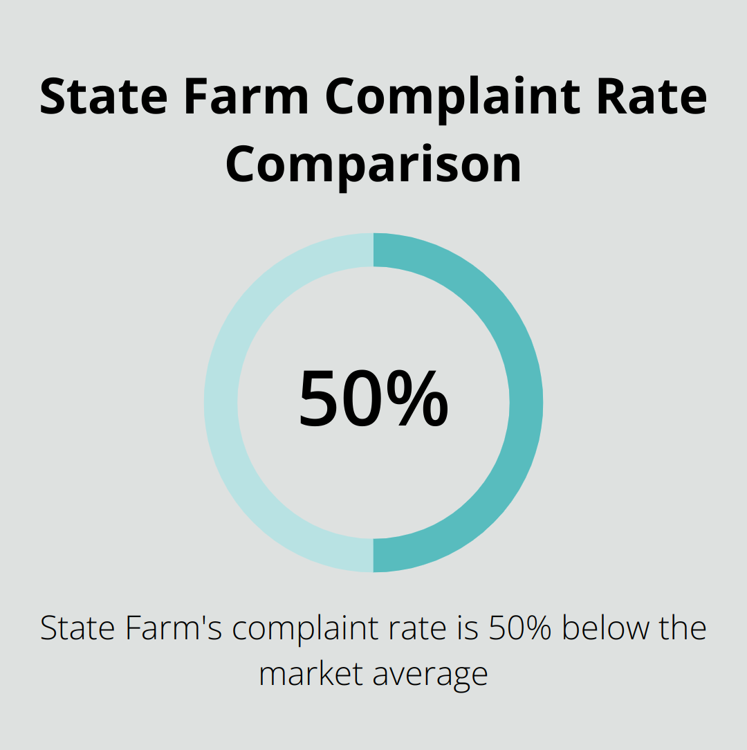 Chart comparing State Farm's complaint rate to the market average, showing State Farm 50% below average - best medigap insurance companies